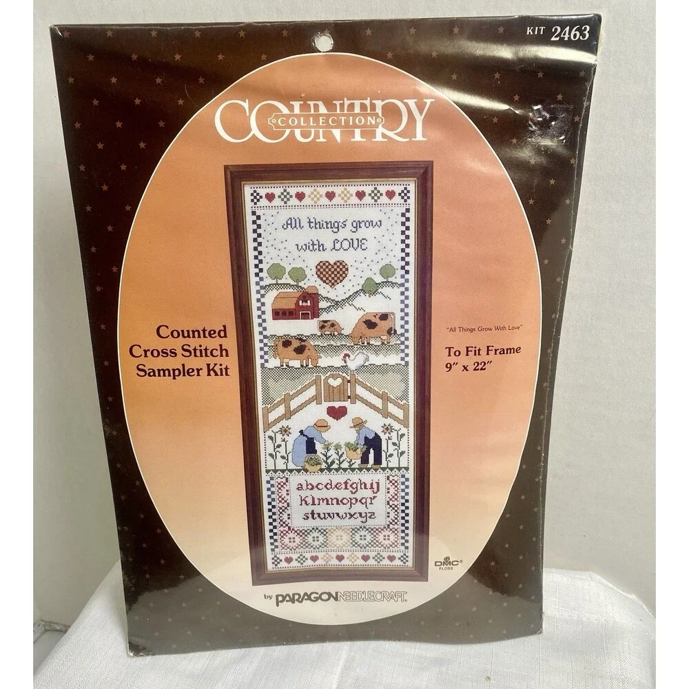 NIP Country Collection Counted Cross Stitch All Things Grow with Love 80s